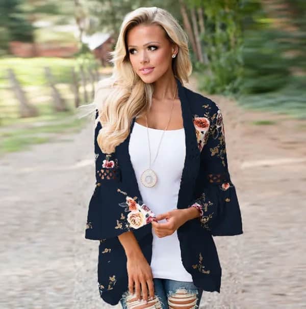 Angelique™ Boho Magic Layer – florale Chiffon-Jacke mit Spitze (IVOJA)