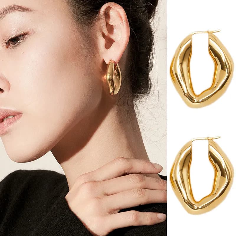 ✨ IVOJA 18K Gold U-Form Creolen – elegante Damenohrringe