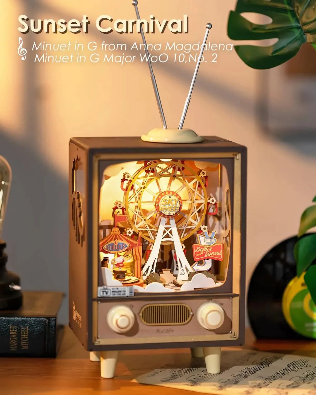 Sunset Carnival Music Box – 3D Holz-Puzzle mit LED-Licht & Spieluhr