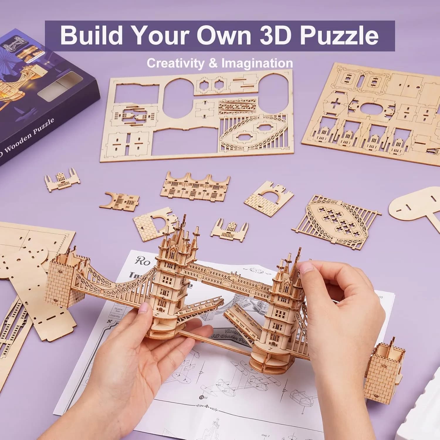 IVOJA Magic Box – 3D Holz Puzzle London Tower Bridge mit Licht | Kreatives Geschenk für Erwachsene