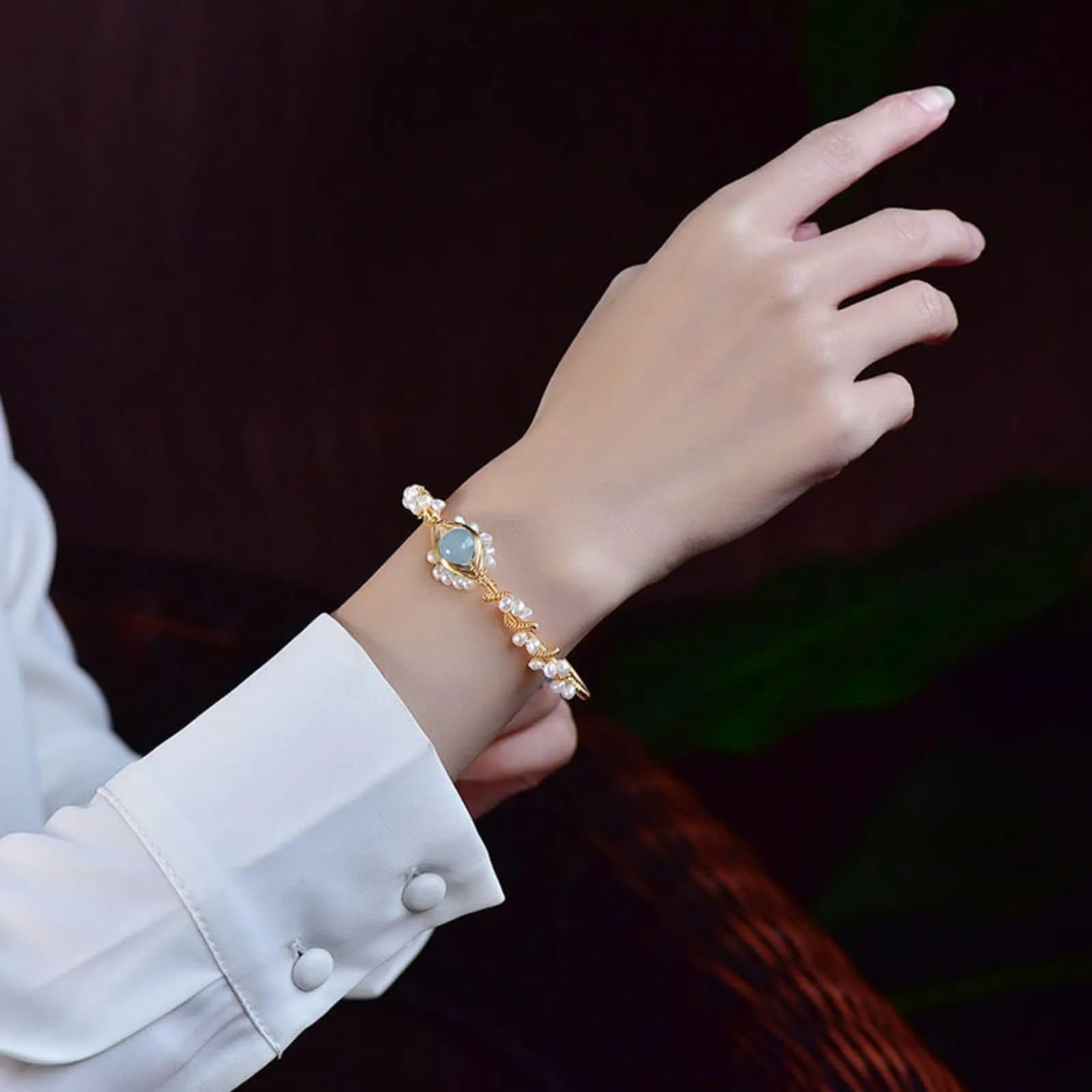 Perlen Armband Damen gold – elegantes Armband mit Perlen & Herz