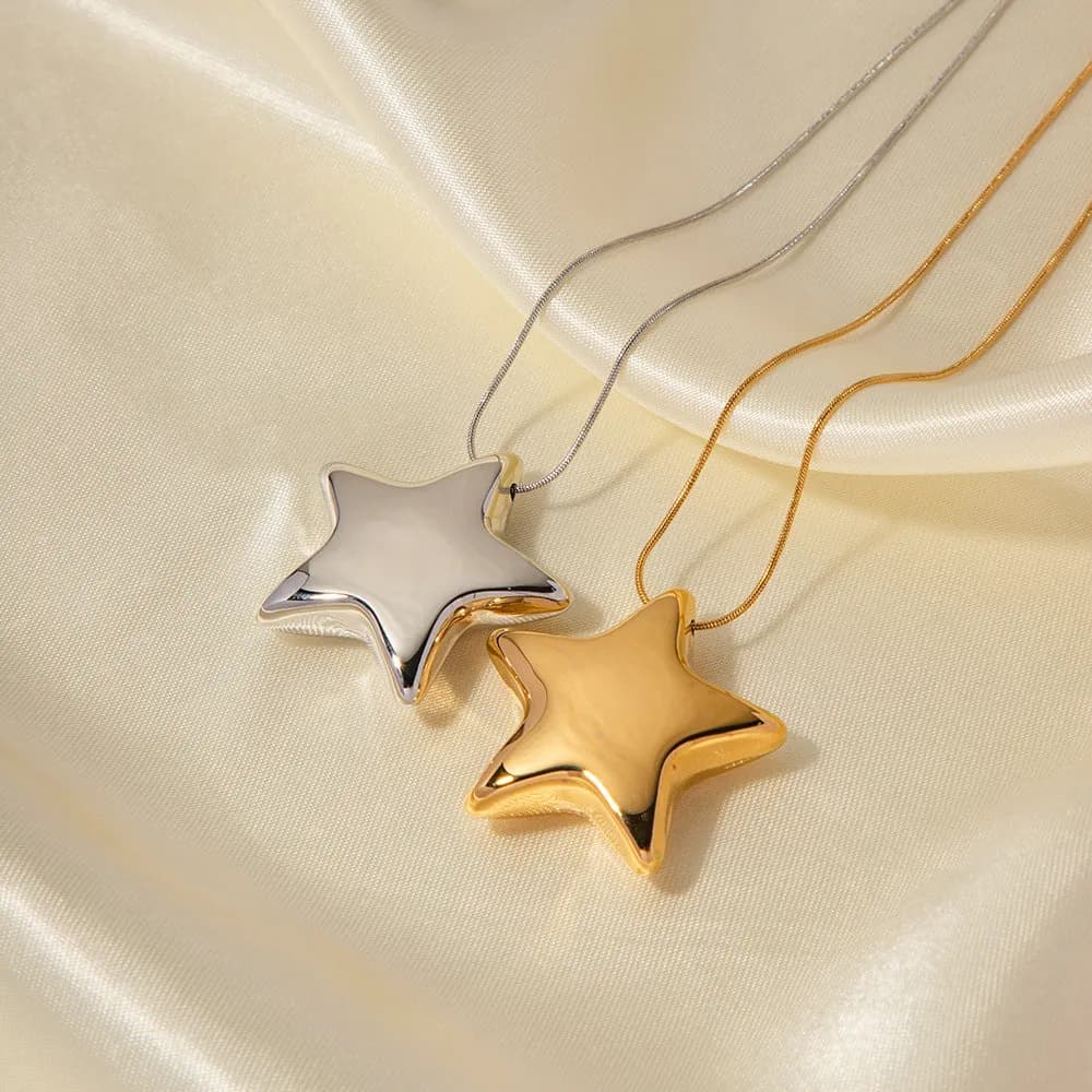 Goldene Stern Halskette Damen – 18K vergoldet, Edelstahl Schmuck elegant