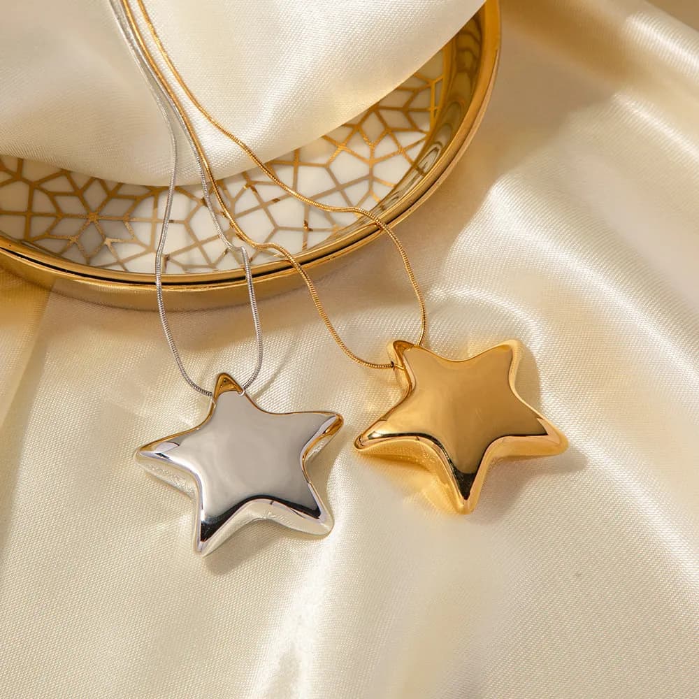 Goldene Stern Halskette Damen – 18K vergoldet, Edelstahl Schmuck elegant