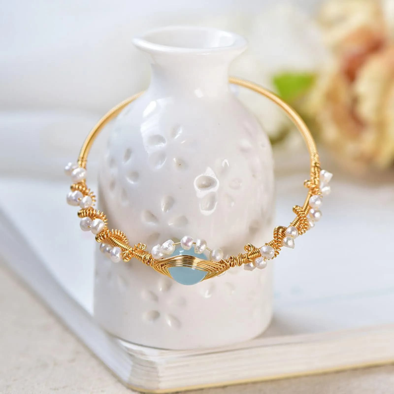 Perlen Armband Damen gold – elegantes Armband mit Perlen & Herz