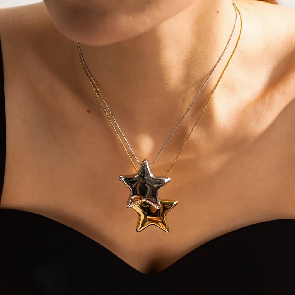 Goldene Stern Halskette Damen – 18K vergoldet, Edelstahl Schmuck elegant