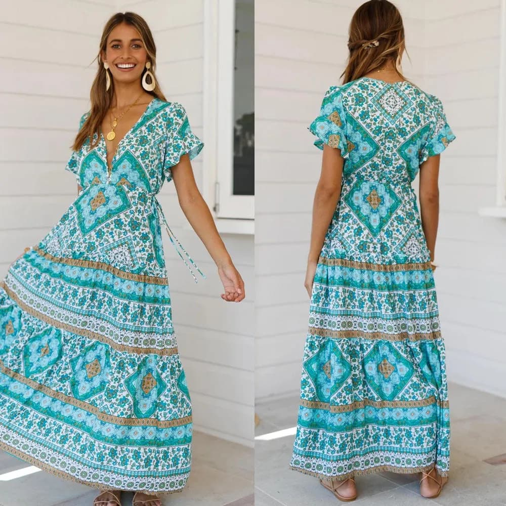 Boho Maxi Dress – 70s Floral Spirit