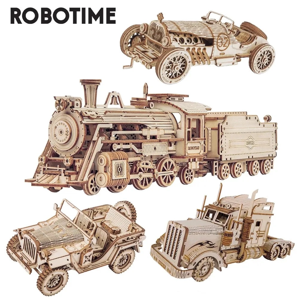 IVOJA Steam Train Model – mechanisches 3D Holz Puzzle Lokomotive