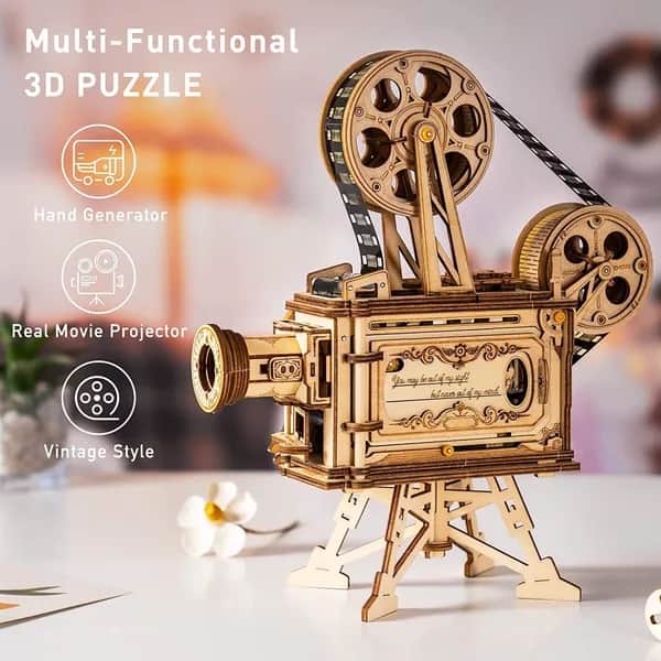 ROKR Mechanischer Holz-Projektor – Bewegung, Licht & 3D-Puzzle für Deko & Geschenke
