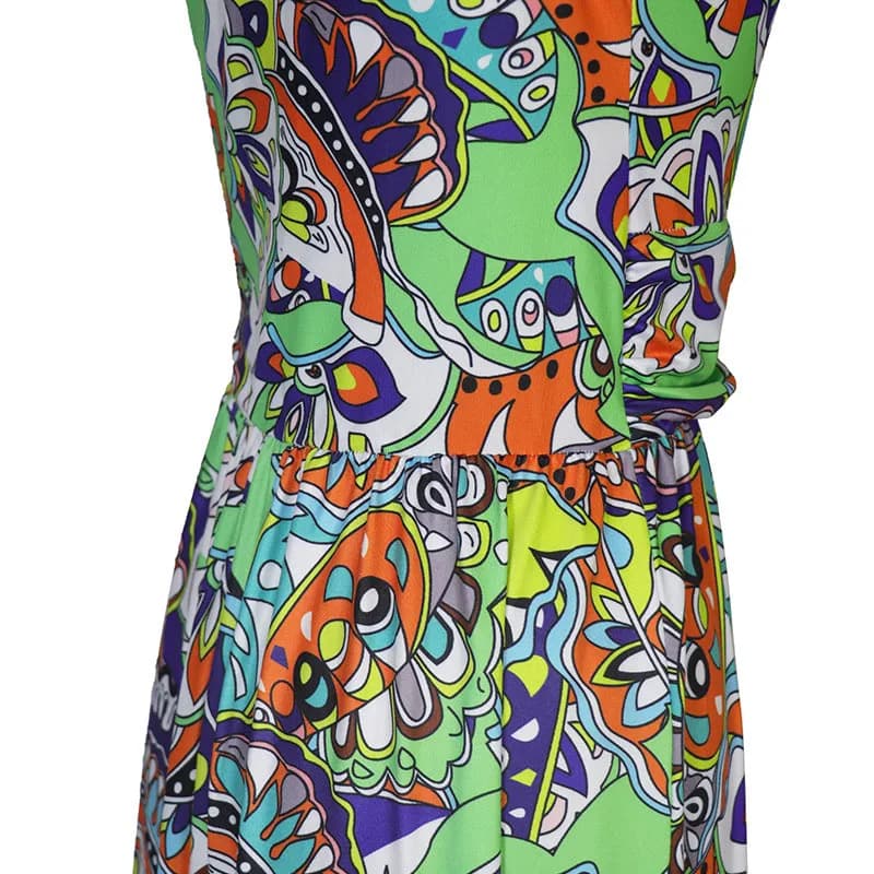 One-Shoulder Boho Maxi-Kleid mit Print – fließend & feminin